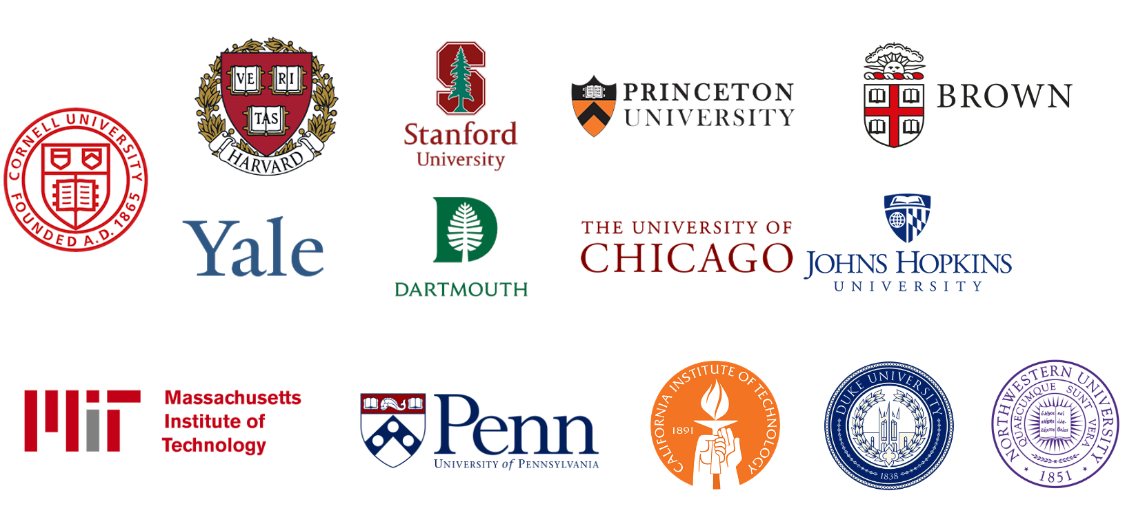 Logos of top US universities